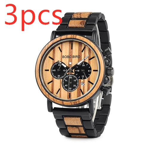 BOBO BIRD Wooden Men Watches Relogio Masculino Top Brand Luxury Stylish Chronograph Military Watch A Great Gift for Male OEM