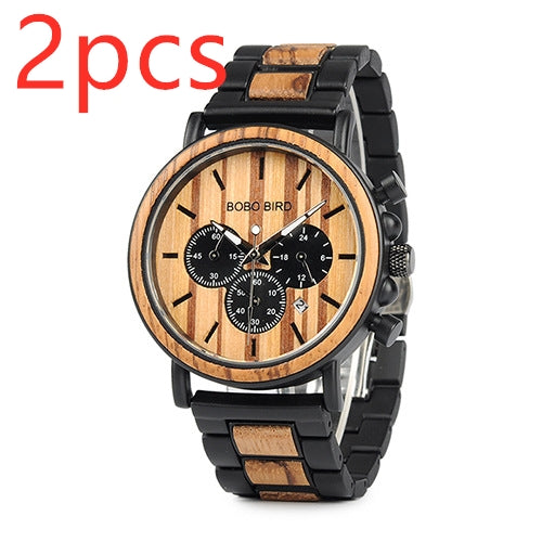 BOBO BIRD Wooden Men Watches Relogio Masculino Top Brand Luxury Stylish Chronograph Military Watch A Great Gift for Male OEM