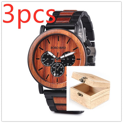 BOBO BIRD Wooden Men Watches Relogio Masculino Top Brand Luxury Stylish Chronograph Military Watch A Great Gift for Male OEM