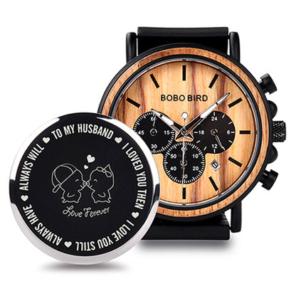 BOBO BIRD Wooden Men Watches Relogio Masculino Top Brand Luxury Stylish Chronograph Military Watch A Great Gift for Male OEM