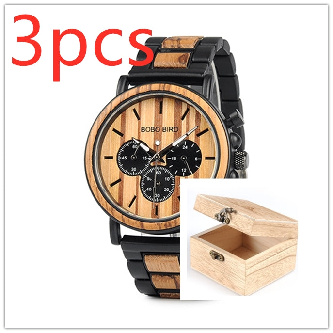 BOBO BIRD Wooden Men Watches Relogio Masculino Top Brand Luxury Stylish Chronograph Military Watch A Great Gift for Male OEM