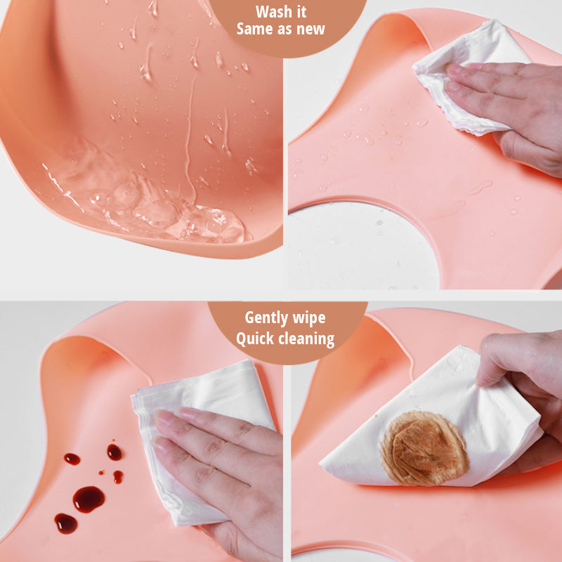 Soft Waterproof Silicone Baby Bib with Food Catcher, Baby Silicone Bib