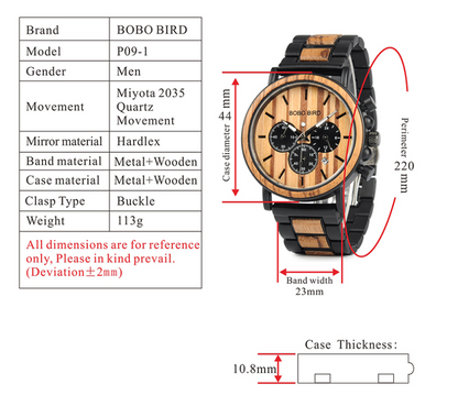 BOBO BIRD Wooden Men Watches Relogio Masculino Top Brand Luxury Stylish Chronograph Military Watch A Great Gift for Male OEM