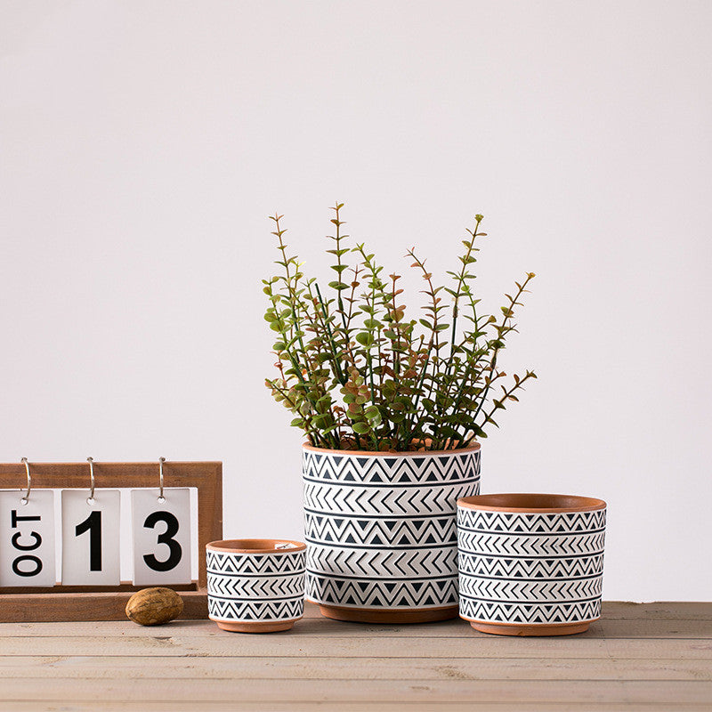 Ceramic  Flower Pots Nordic Style Geometric Flower Pots