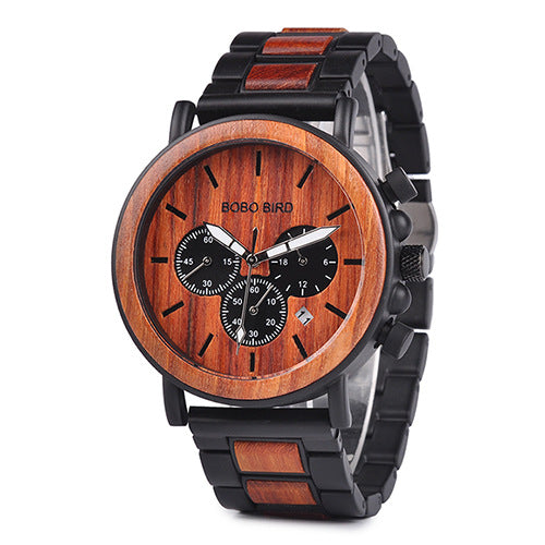 BOBO BIRD Wooden Men Watches Relogio Masculino Top Brand Luxury Stylish Chronograph Military Watch A Great Gift for Male OEM